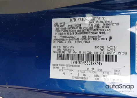 2006 Ford Mustang V6 из США, поврежденный, VIN 1ZVFT80N565122745